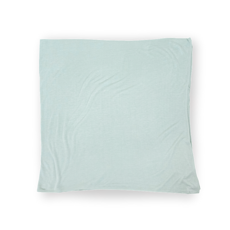 Frost Green infant muslin blankets by Little Unicorn, Stretch Knit Swaddle Blanket for gentle cuddles.