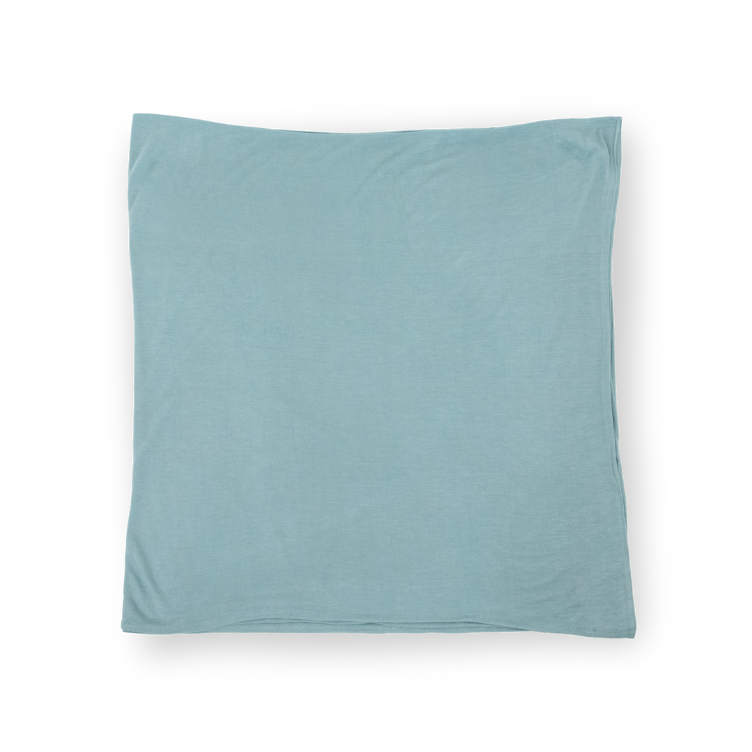 Gentle infant muslin blankets by Little Unicorn, Stretch Knit Swaddle Blanket in Harbor.