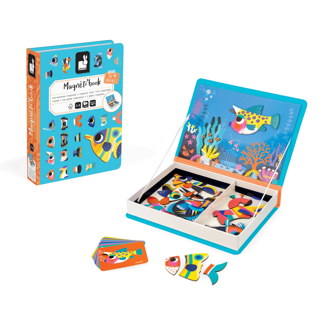 Janod Magneti'book Tropical Fish magnetic toys book cover with clownfish