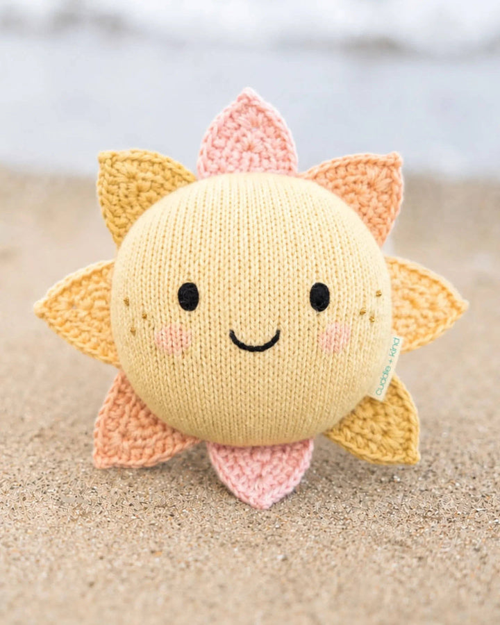 Sun plush toy for little hands, Cuddle + Kind Baby Sunshine, handmade in Peru and Nepal