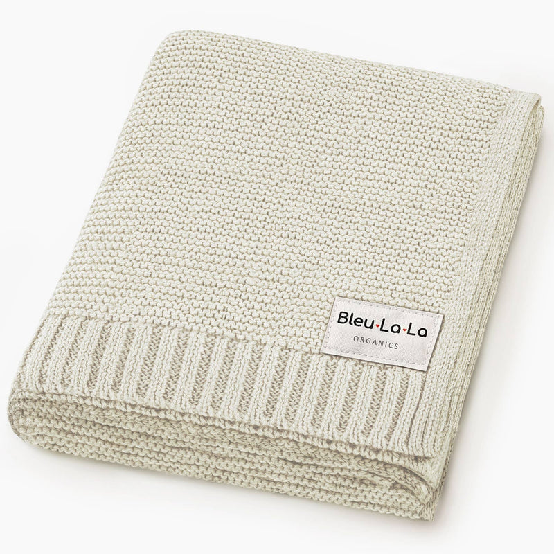 Bleu La La Heritage Knit 100% Organic Cotton Swaddle Baby Blanket in Beige