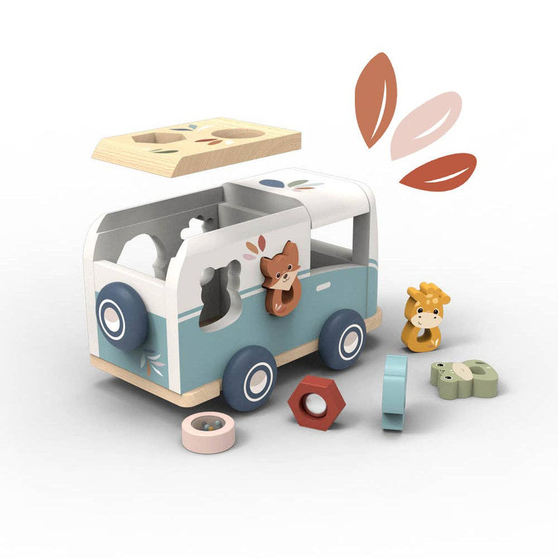 speedy monkey wooden toy van shape sorter with animals and moving parts