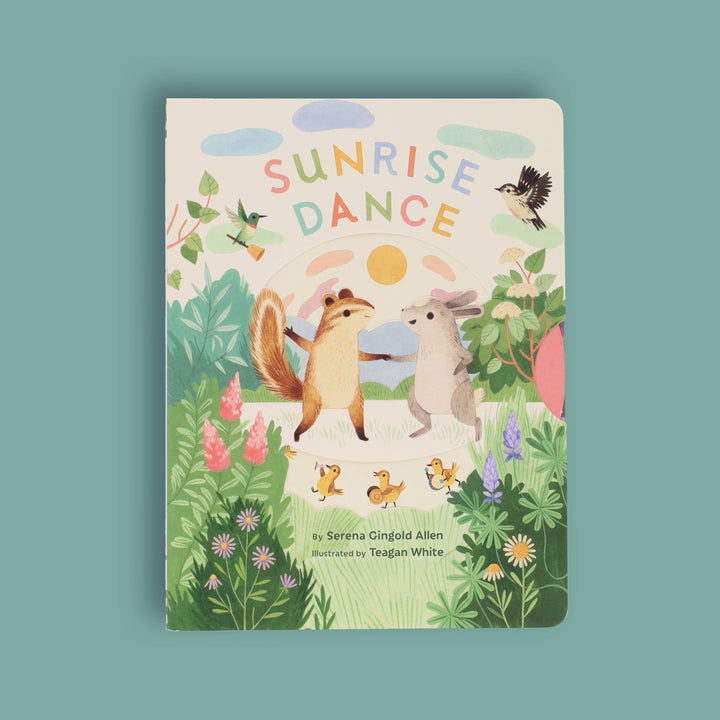 Sunrise Dance interactive morning read-aloud board book cover on teal background