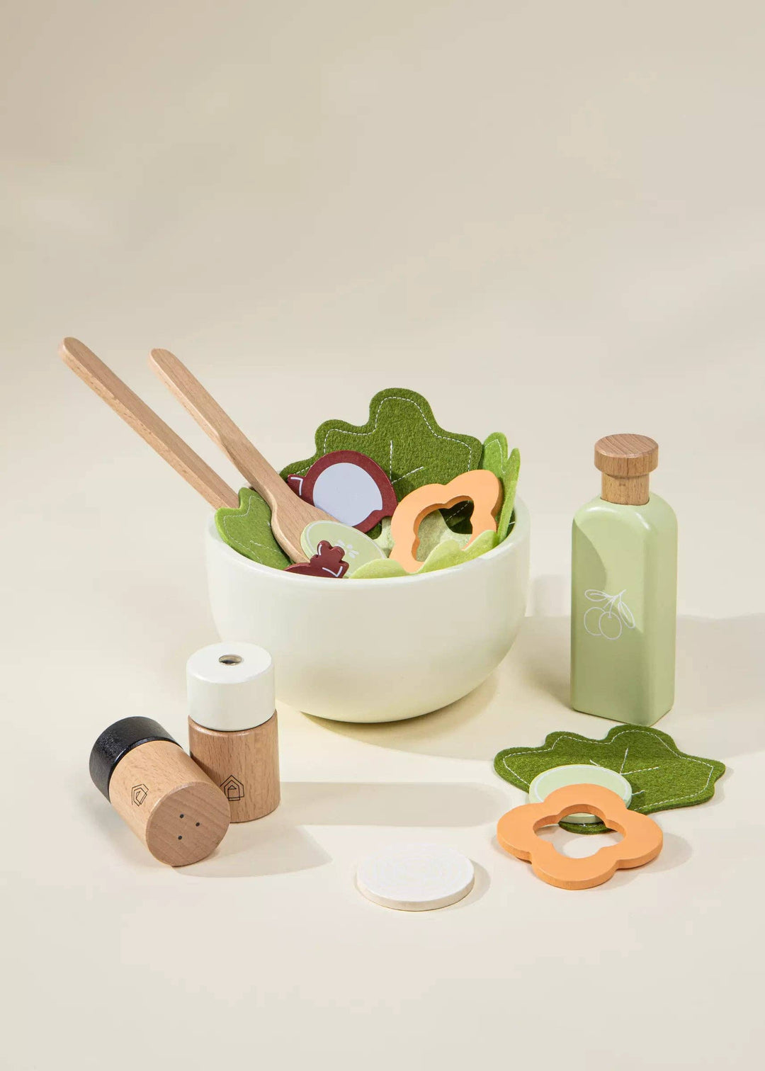 Encourage healthy habits with the Coco Village Wooden Salad Playset in Multicolor, a delightful Montessori toy.