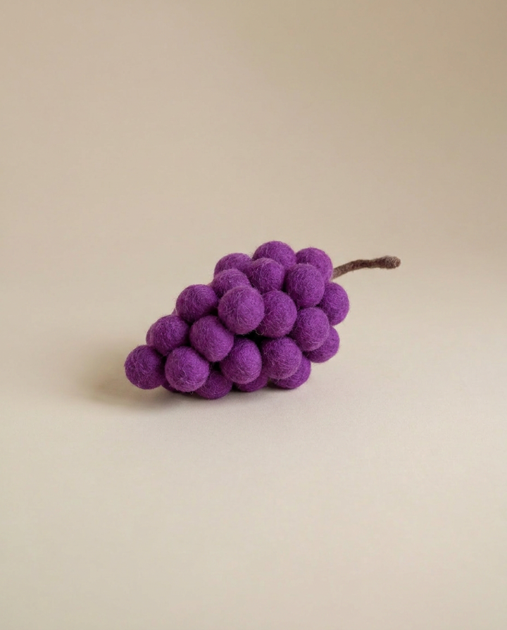 Kaddu Felt Grapes Fruit Play Food, handmade wool bunch for pretend kitchens