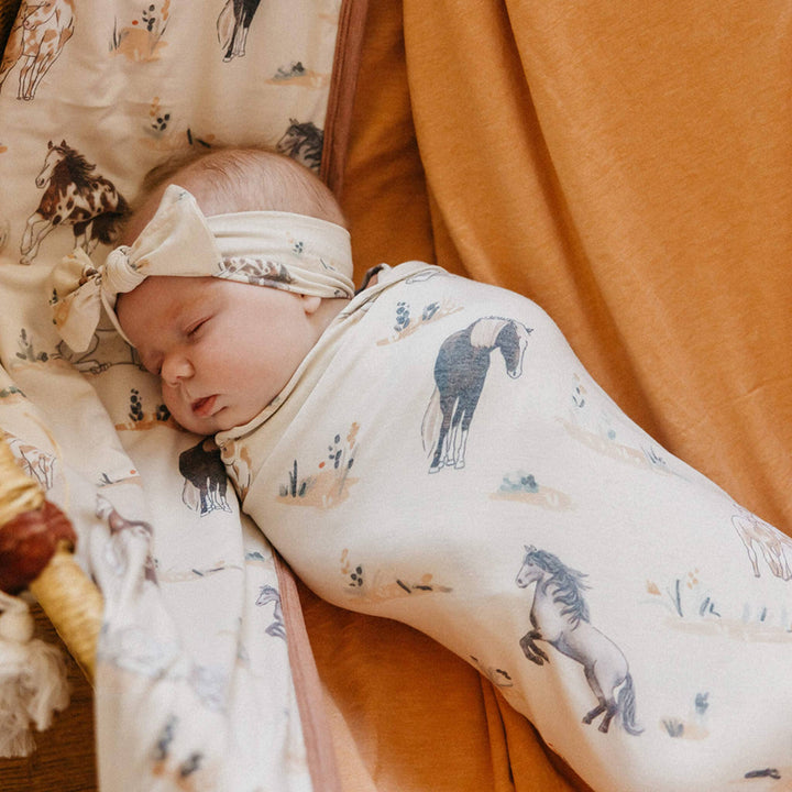 Copper Pearl Montana swaddle blanket detail — lightweight breathable baby wrap