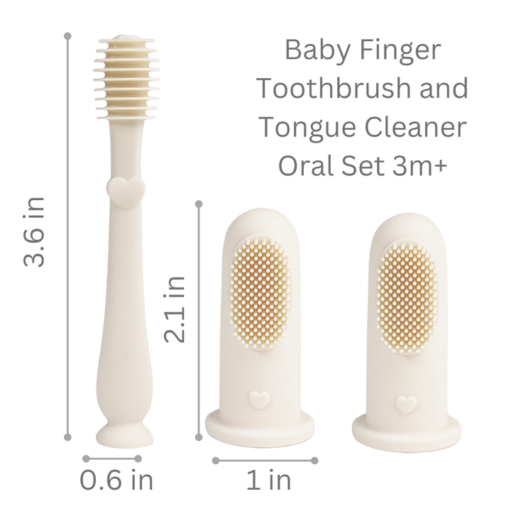 Ali+Oli silicone baby finger toothbrush and tongue cleaner ivory infant oral hygiene set with soft bristles and dual sided gum cleaning brush for newborn dental care