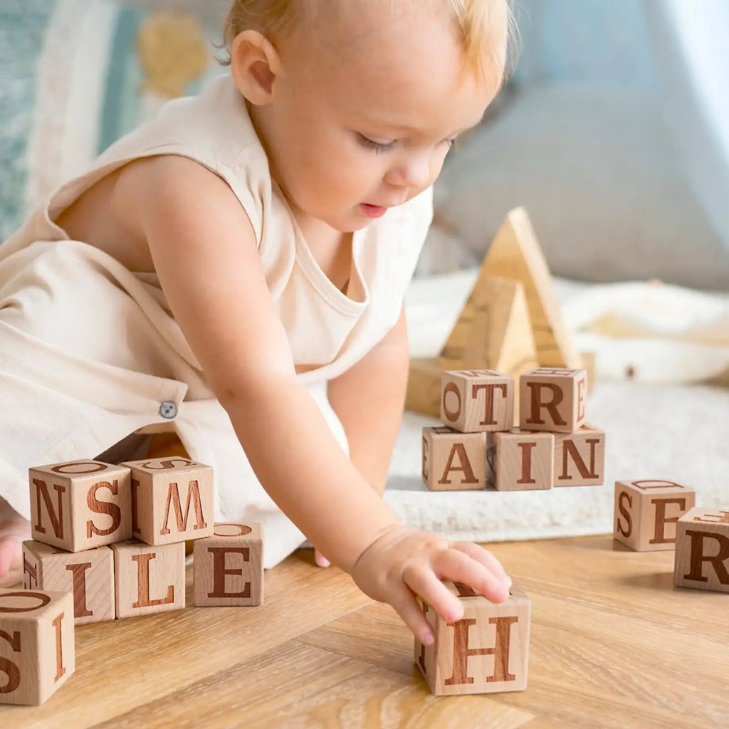 Tiny Land® Wooden Alphabet Blocks, montessori infant toys