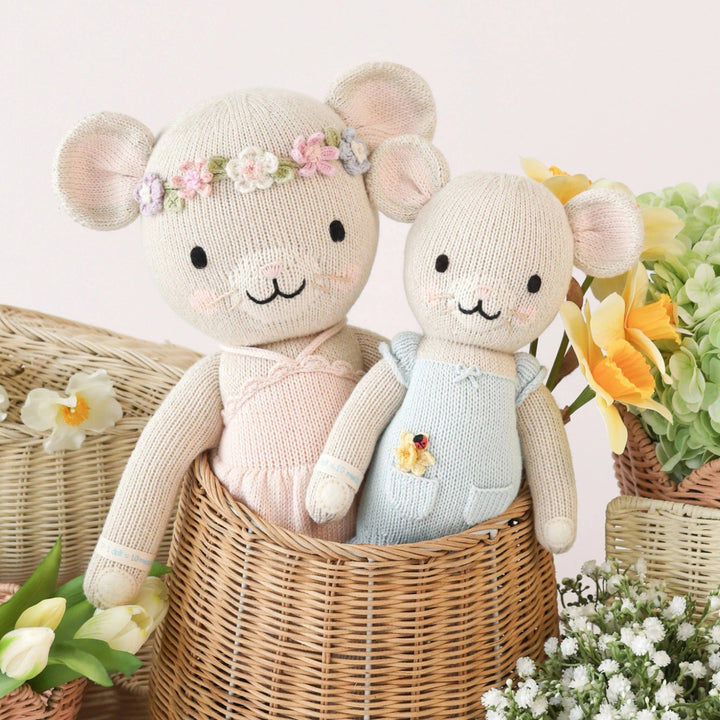 Cuddle + Kind Emma the Mouse hand made organic cotton for infant baby toy