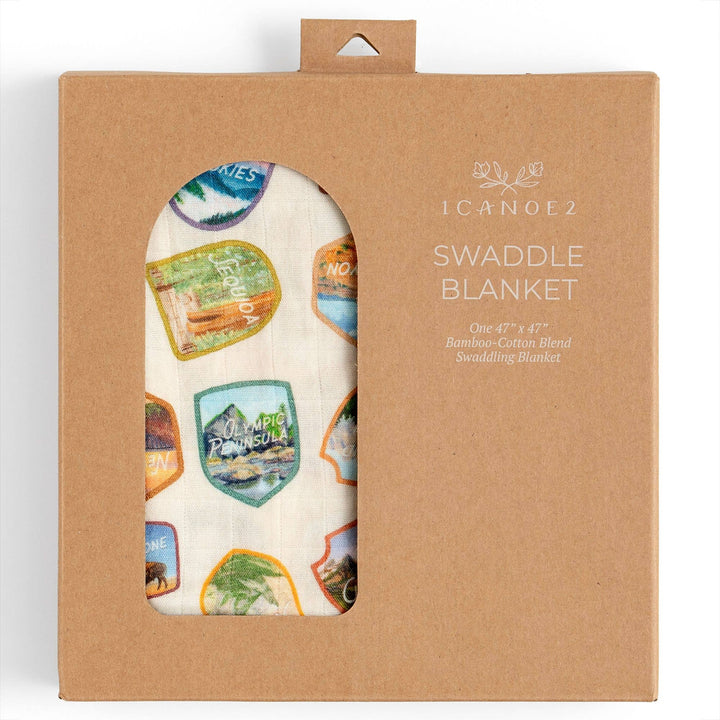 National Park Badges Muslin Baby Swaddle Blanket
