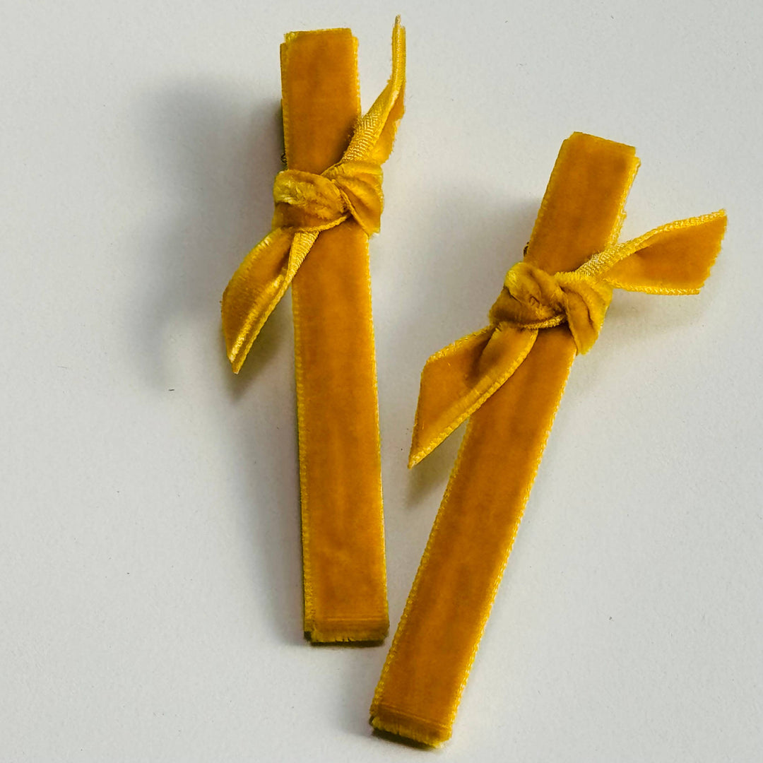 Cool-toned Cookie & the Dude Japanese Velvet Bar Clips - Cool styled as velvet ribbon hair clips for everyday looks