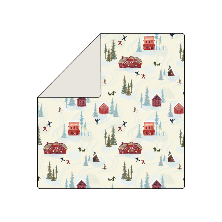 Winter Village print muslin swaddle blanket by Mady & Max, 47 x 47 inch