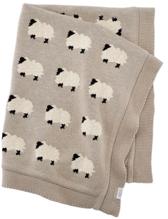 Viverano Organics jacquard knit sheeps baby swaddle 