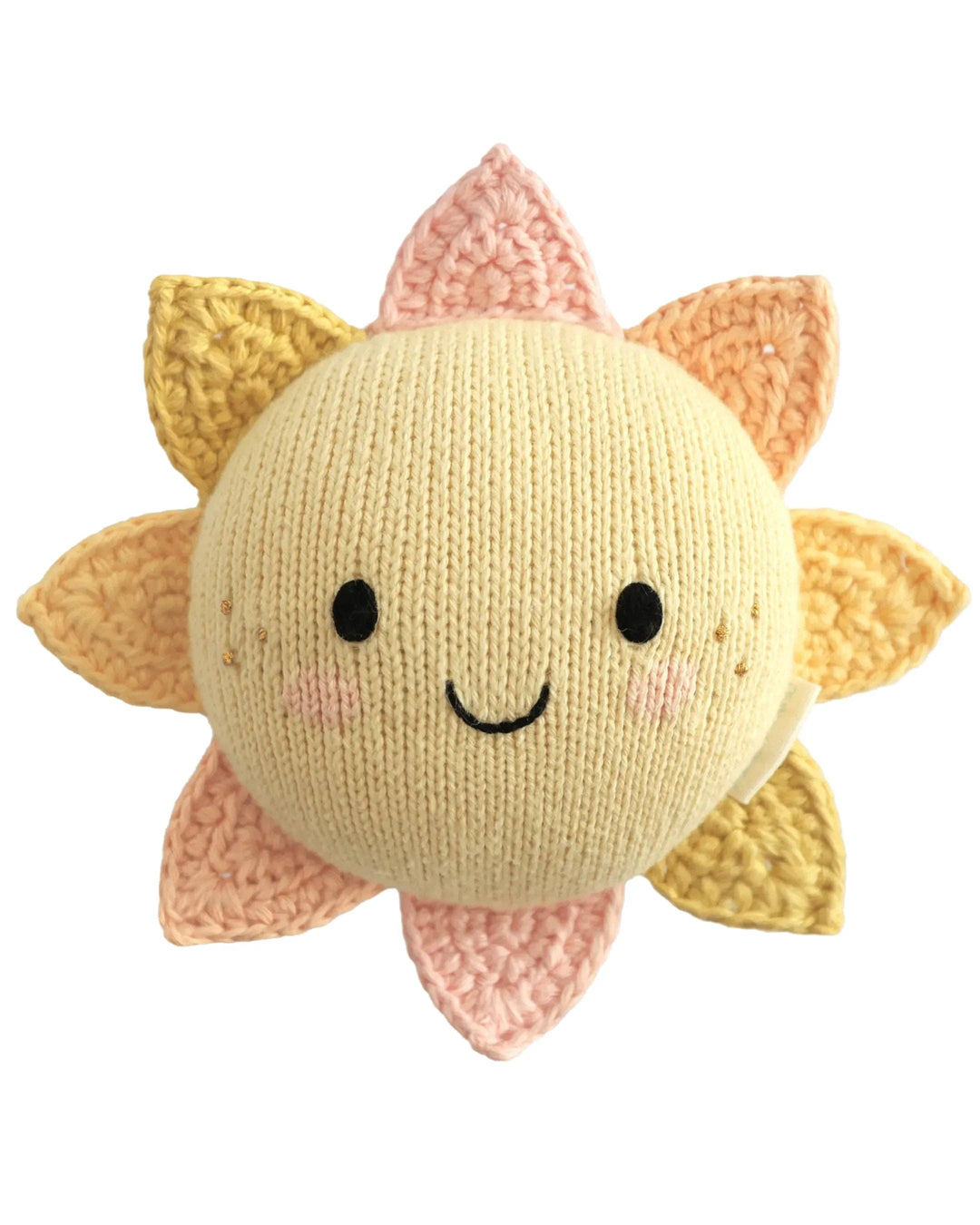Baby Sunshine by Cuddle + Kind, a hand-knit sun plush toy and heirloom gift for a new baby