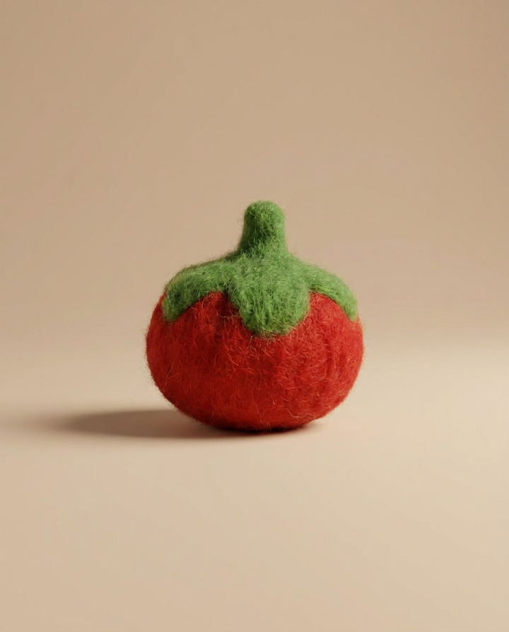 Kaddu Felt Tomato Vegetable Play Food, handmade wool toy for pretend kitchens