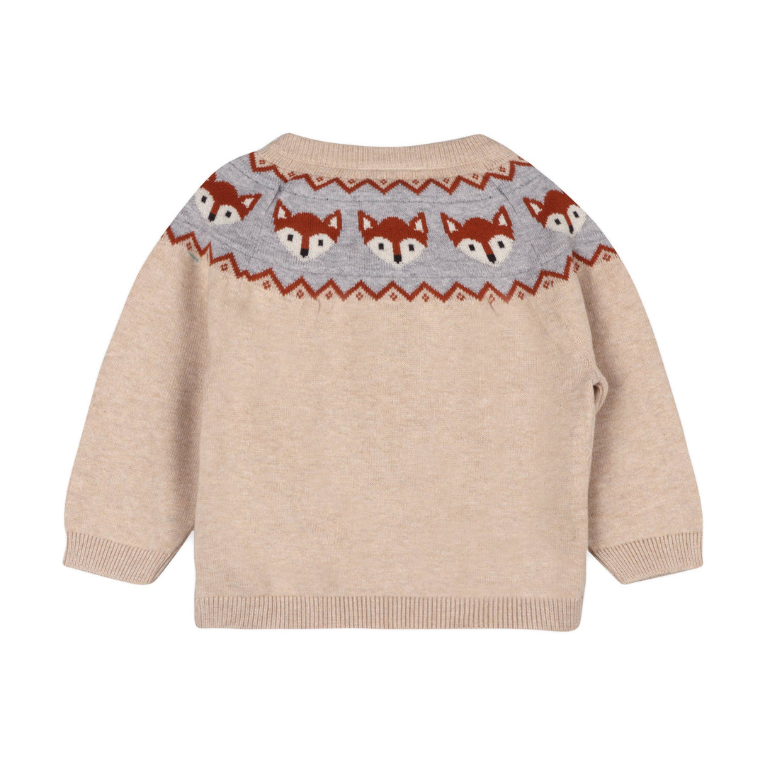 Viverano Organics Fox pattern on Biege Sweater for infants and toddlers