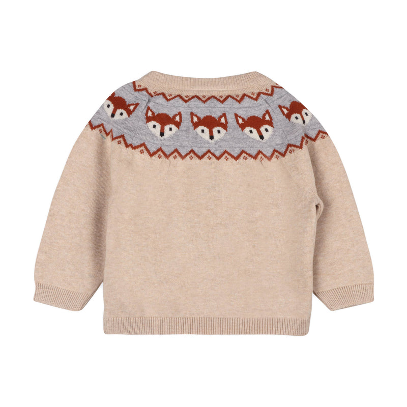 Viverano Organics Fox pattern on Biege Sweater for infants and toddlers