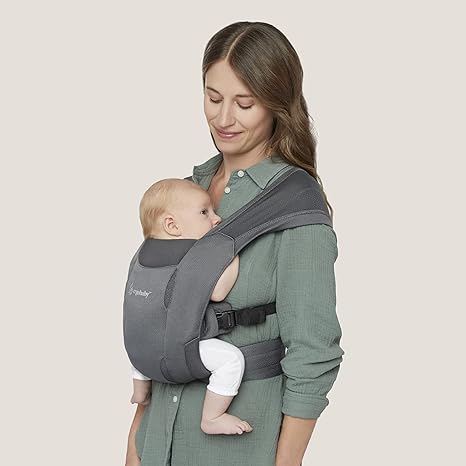 Stay stylish and supported with the Heather Grey Ergobaby Embrace Newborn Carrier, a popular Ergo baby carrier.