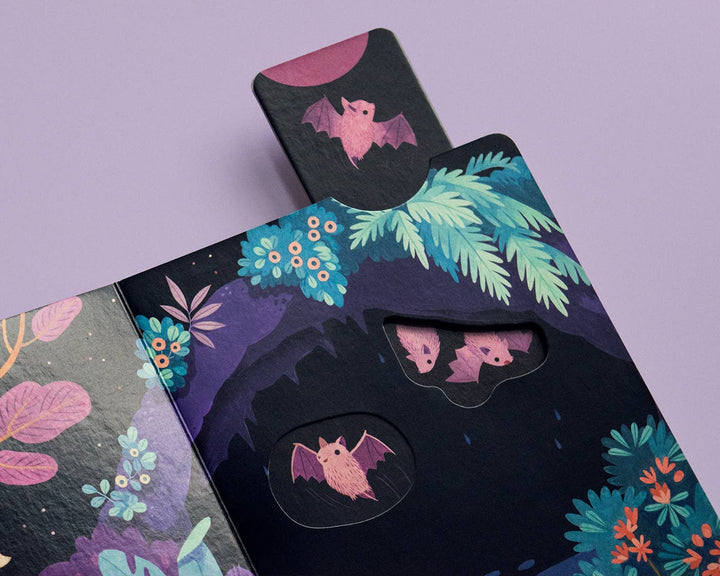Close-up of durable push-pull tab mechanism in Moonlight Prance board book