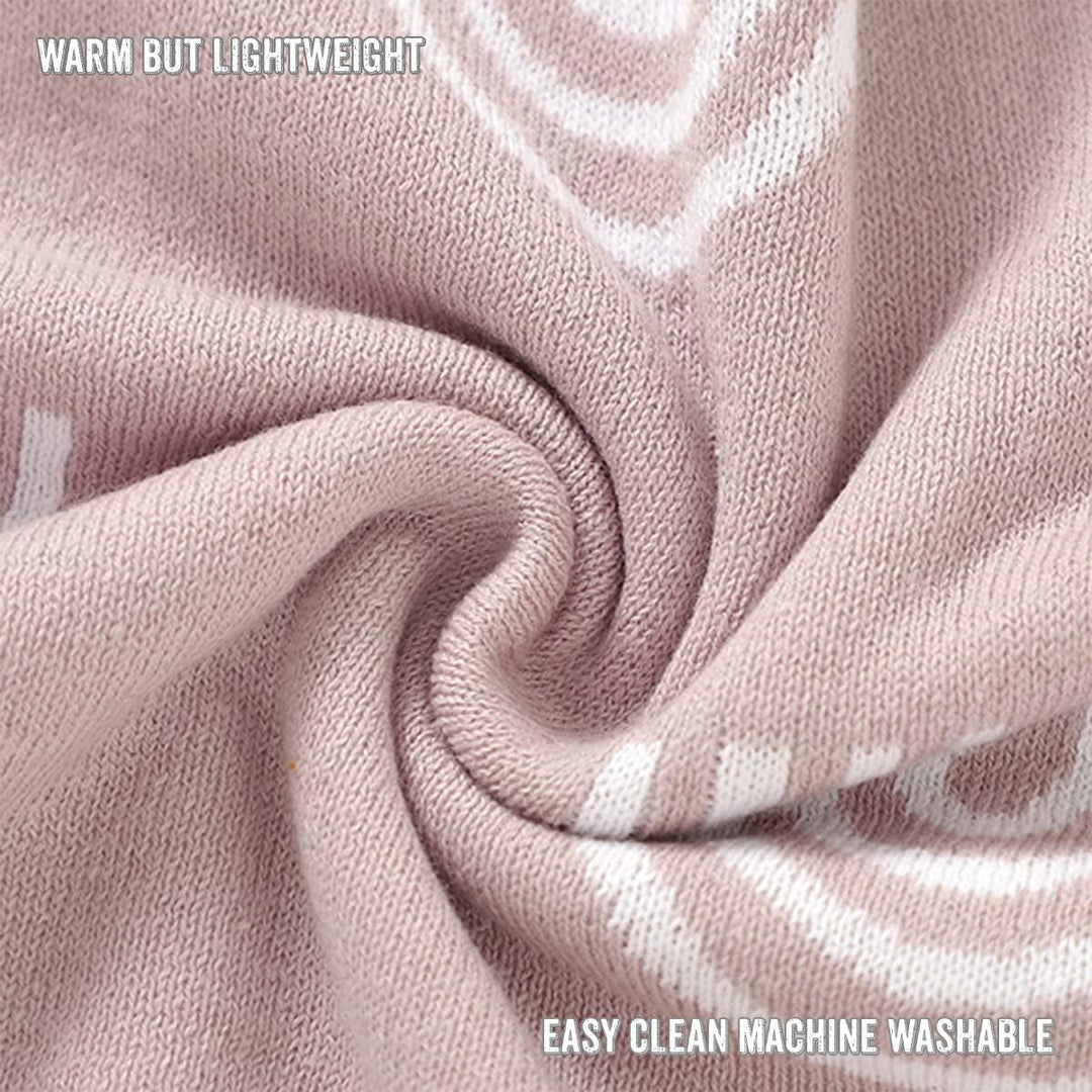 Closeup of the Machine Washable Bleu La La Rainbow Blanket in Pink
