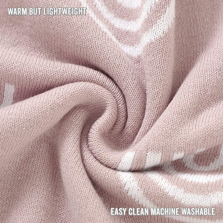 Closeup of the Machine Washable Bleu La La Rainbow Blanket in Pink