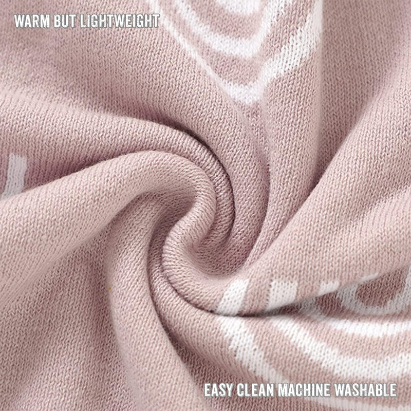 Closeup of the Machine Washable Bleu La La Rainbow Blanket in Pink