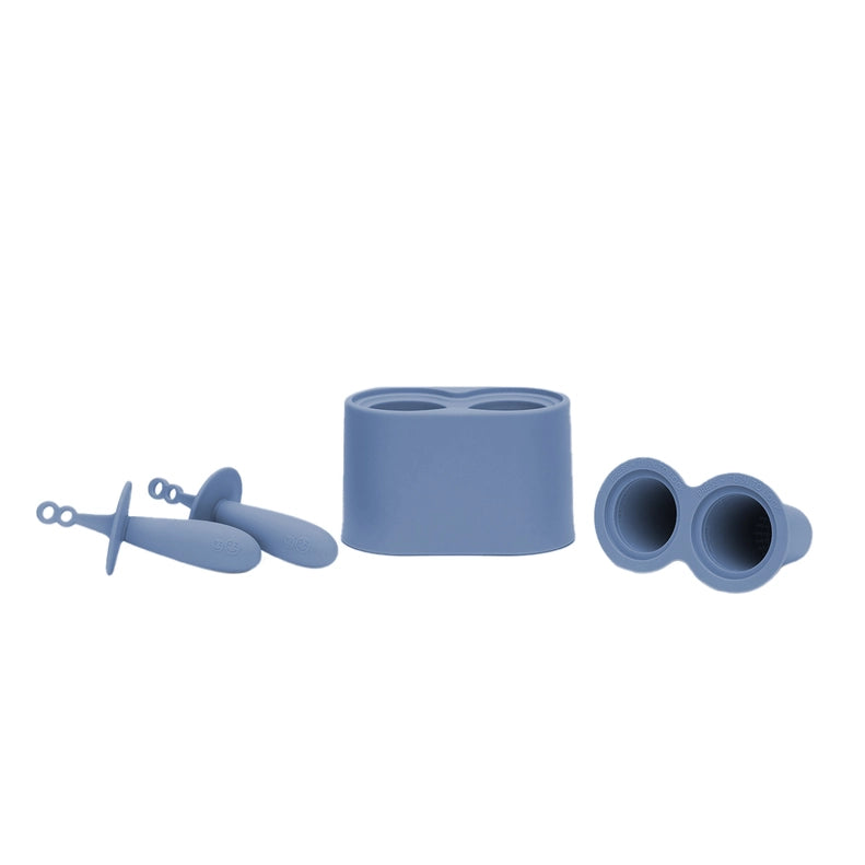 The Indigo EZPZ Happy Pops features a popsicle-style handle, a gentle silicone feeder baby designed for safe chewing