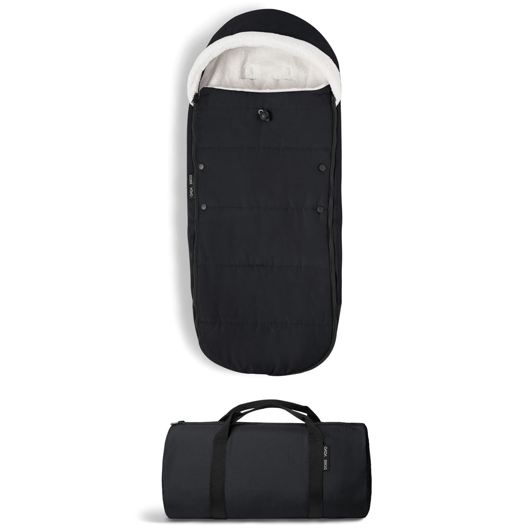 Stokke YOYO Footmuff in Black, fleece-lined stroller footmuff
