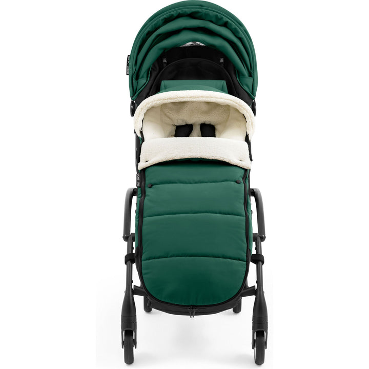 Forest YOYO Footmuff by Stokke, lifestyle image of the fleece-lined stroller footmuff