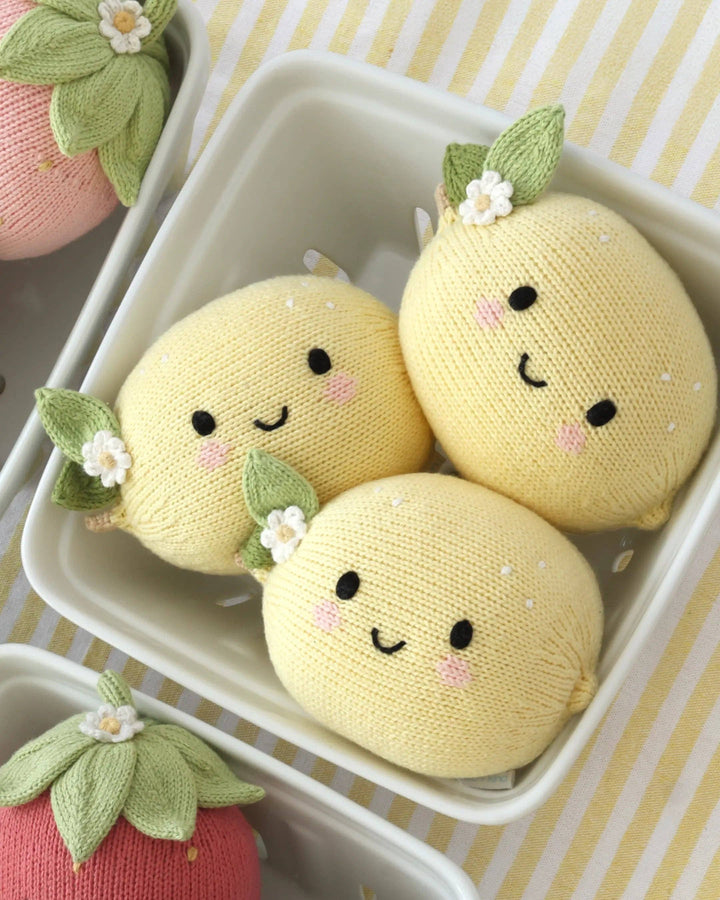 Baby Lemon by Cuddle + Kind, a 7-inch knit lemon plush toy that gives 5 meals