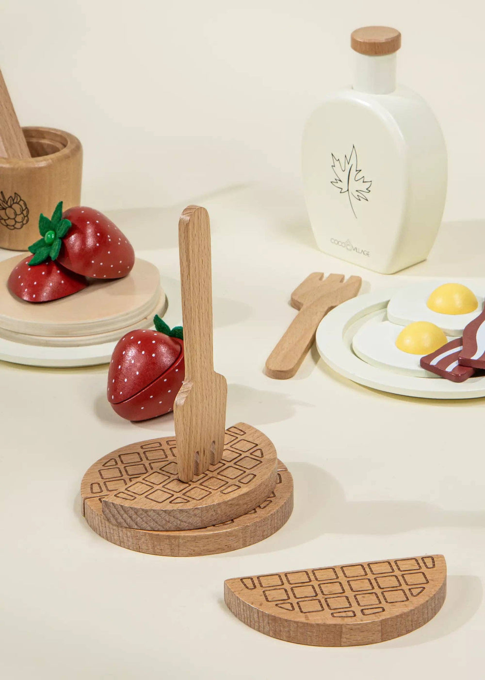 Start the day playfully using the Coco Village Wooden Brunch Playset in Multicolor, a great option for pretend play.