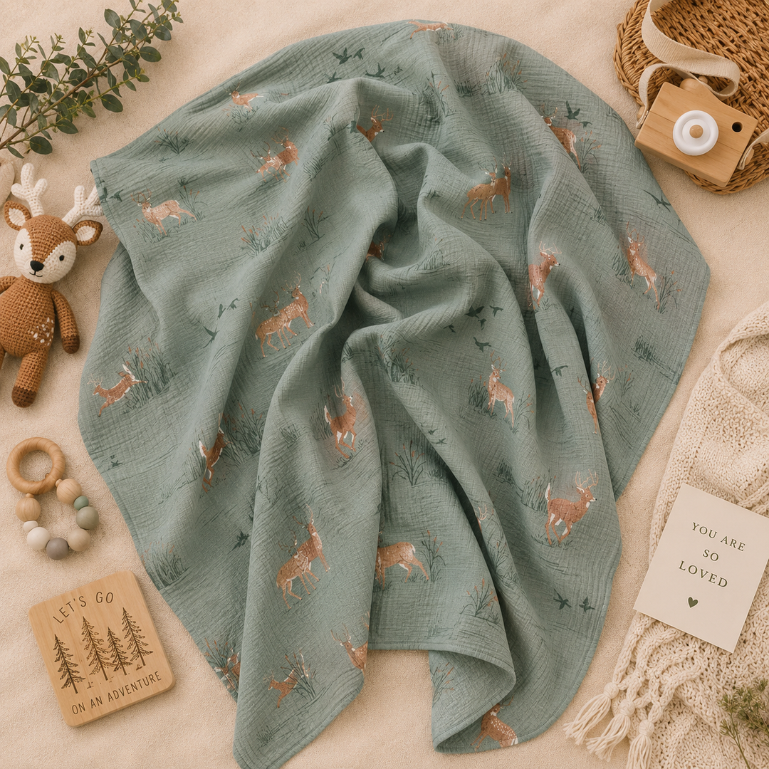 Woodland Buck Muslin Swaddle