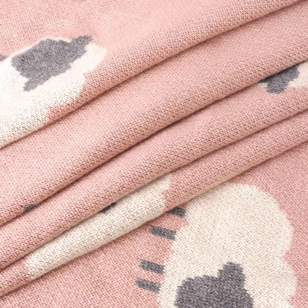 Infant baby blankets by Viverano Organics, Woolly Lamb 3D Organic Cotton Jacquard Knit Baby Blanket soft and breathable
