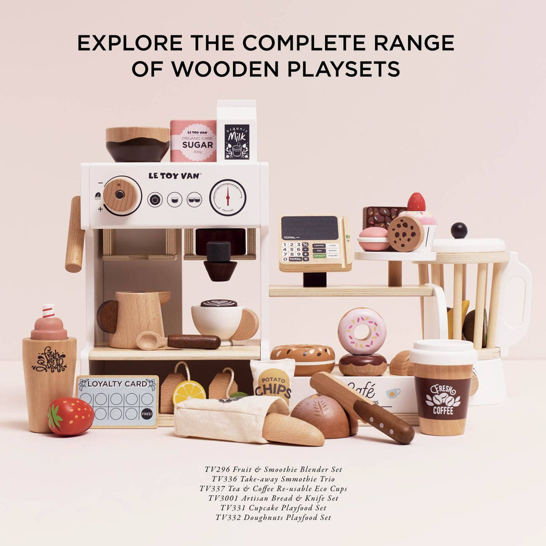 Bring pretend cafŽ moments to life with the Le Toy Van Barista CafŽ Shop wooden toy and its playful accessories