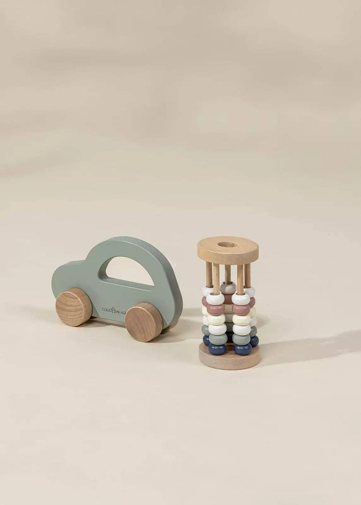 Coco Village Wooden Baby Toy Gifting Set in packaging – perfect baby shower gift set and first birthday present for toddlers