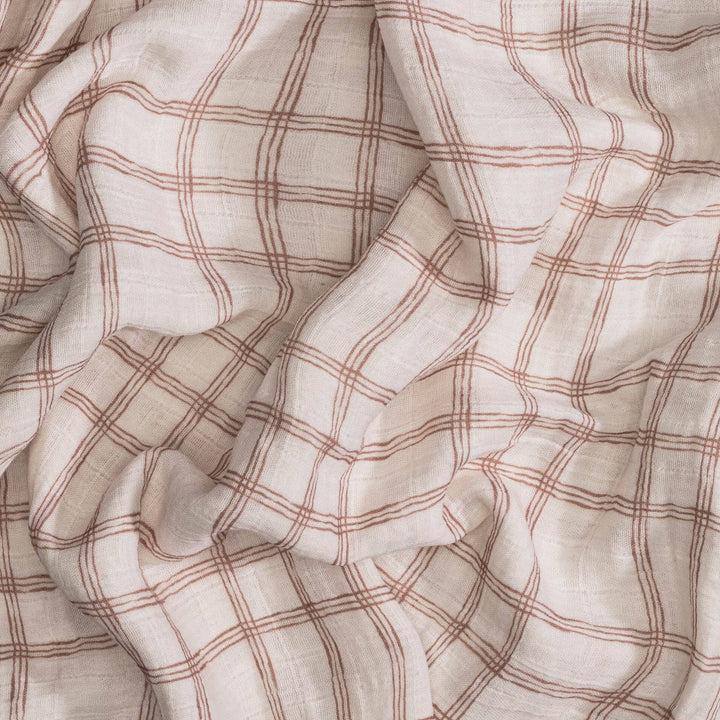 brown plaid farmhouse crane baby receiving blanket for newborn 