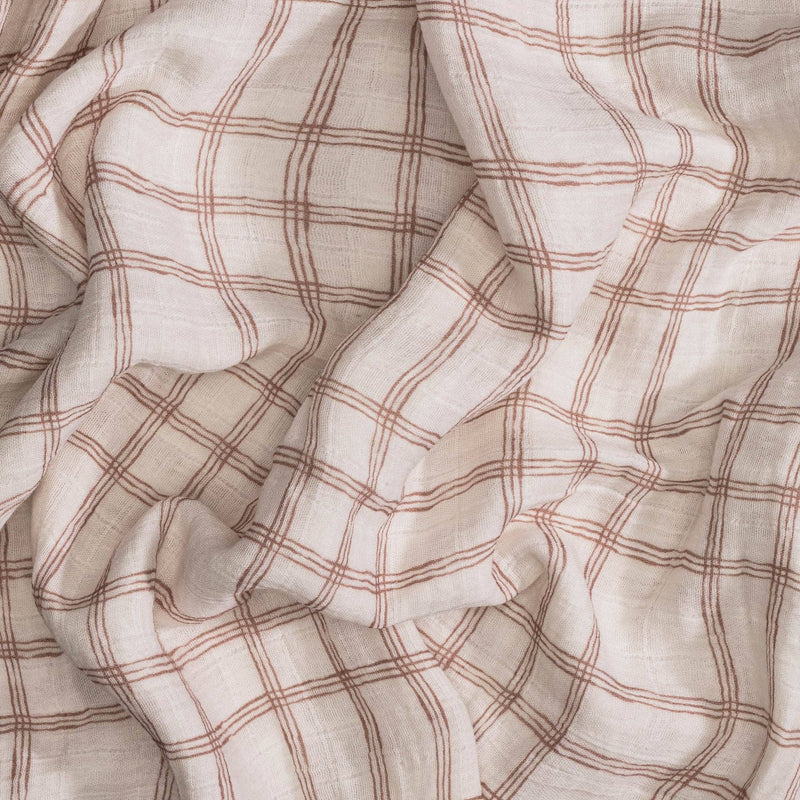 brown plaid farmhouse crane baby receiving blanket for newborn 