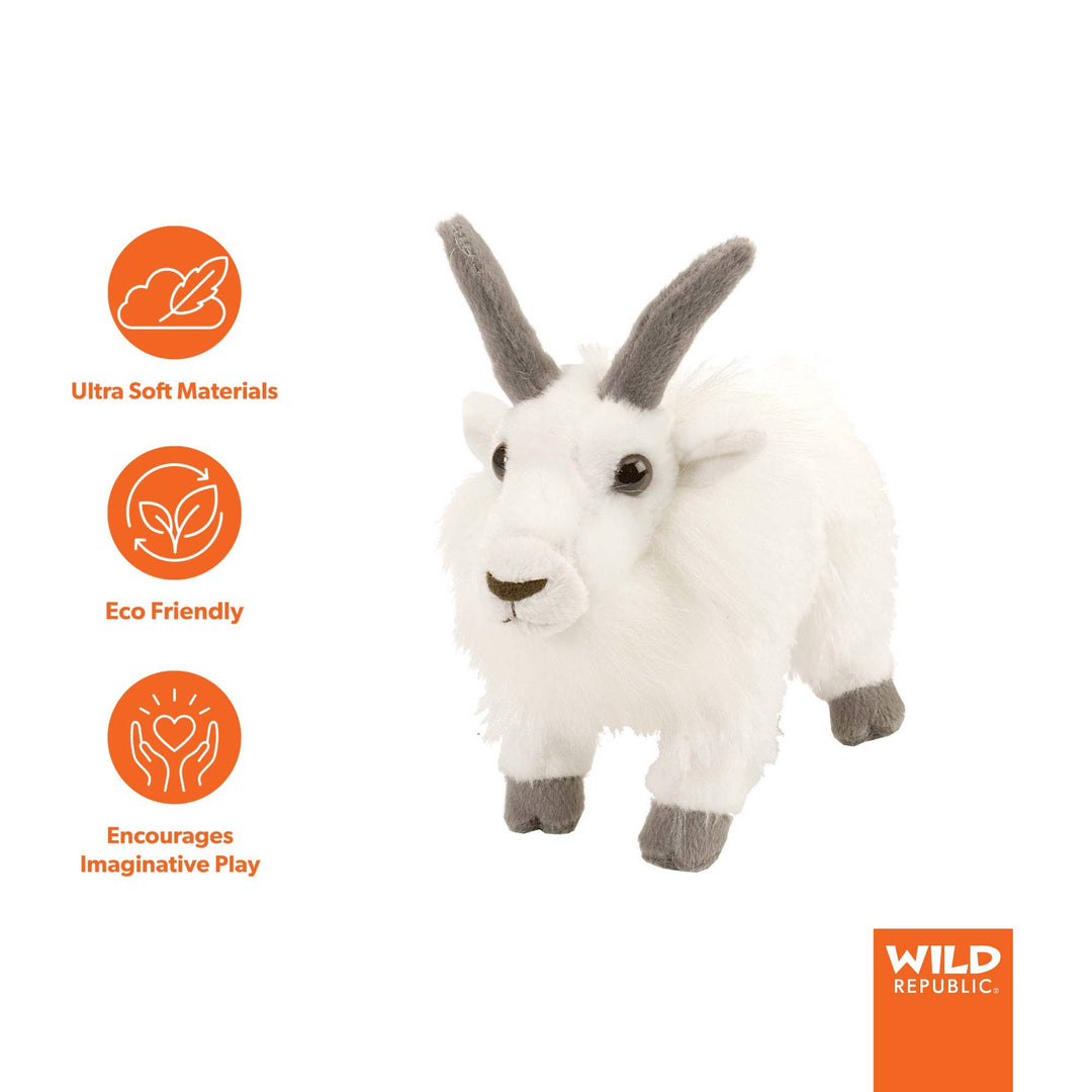 8 inch mountain goat stuffed animal from Wild Republic Cuddlekins Mini, a cuddly wildlife gift