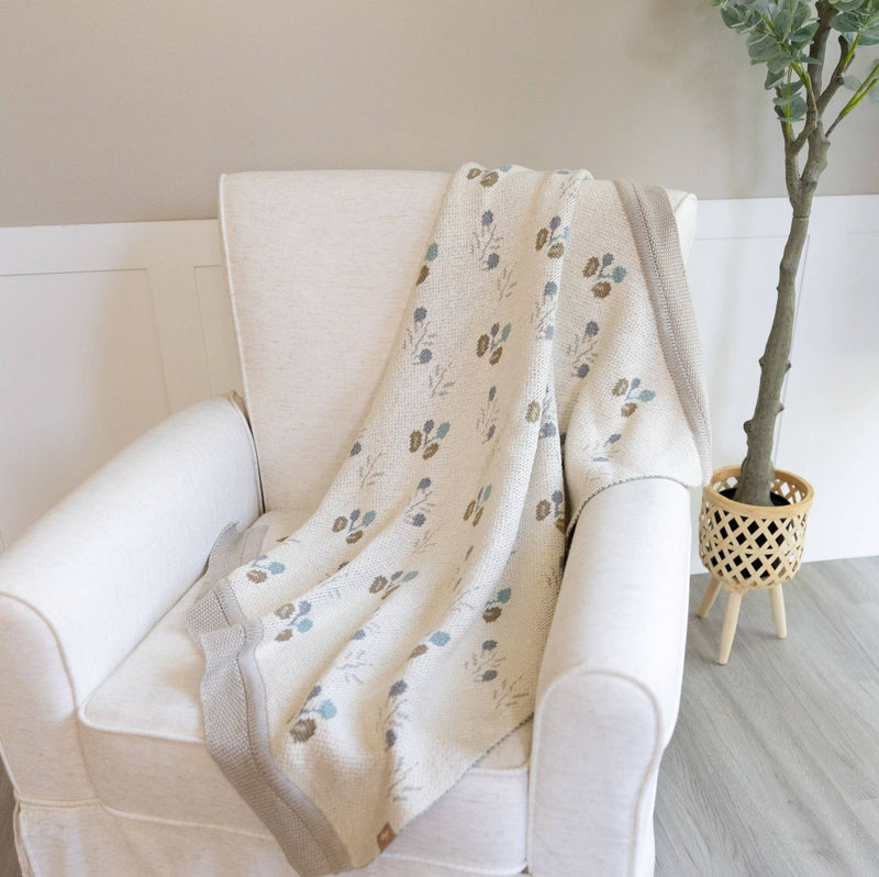 poppy seed floral crane baby nursery decor blanket
