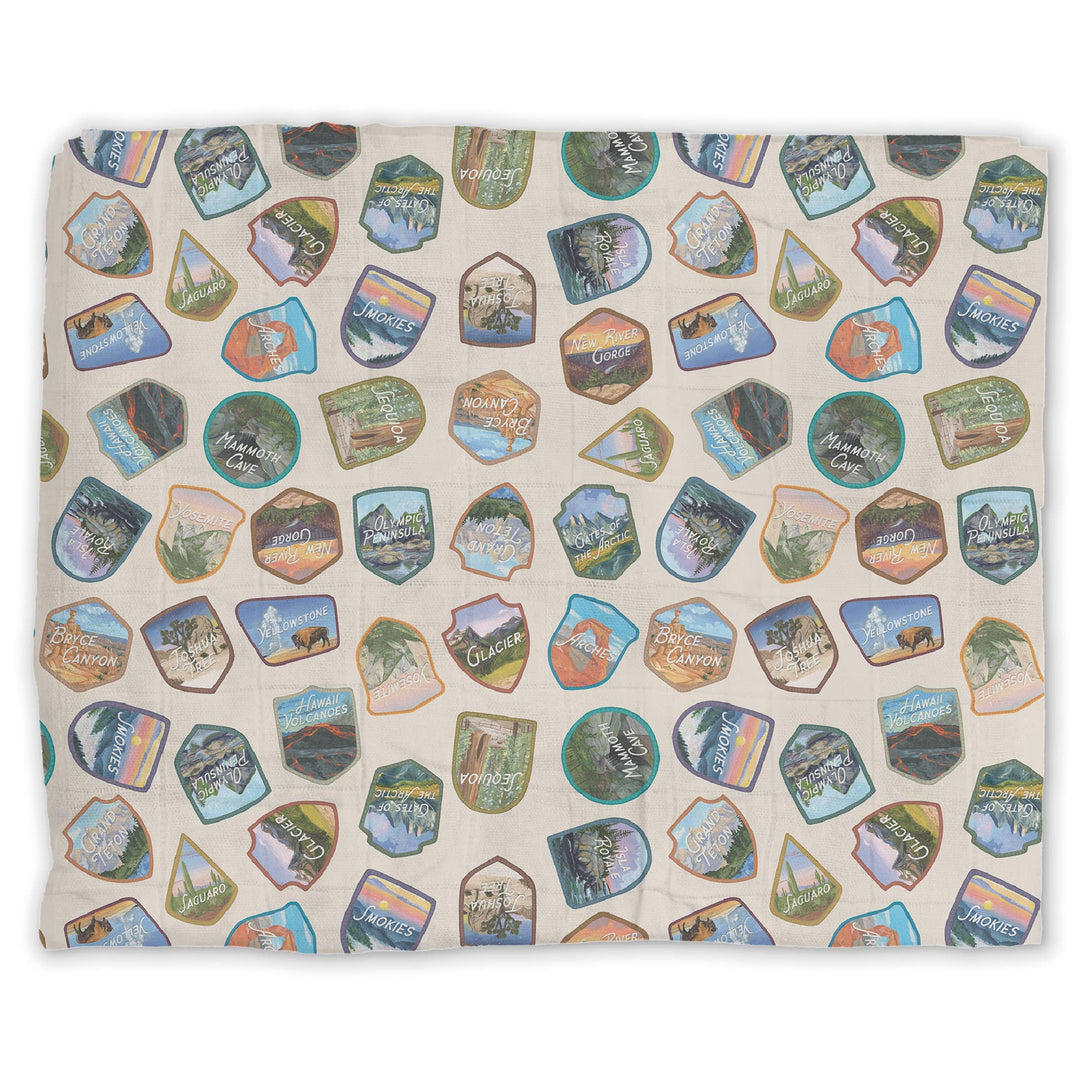 National Park Badges Muslin Baby Swaddle Blanket
