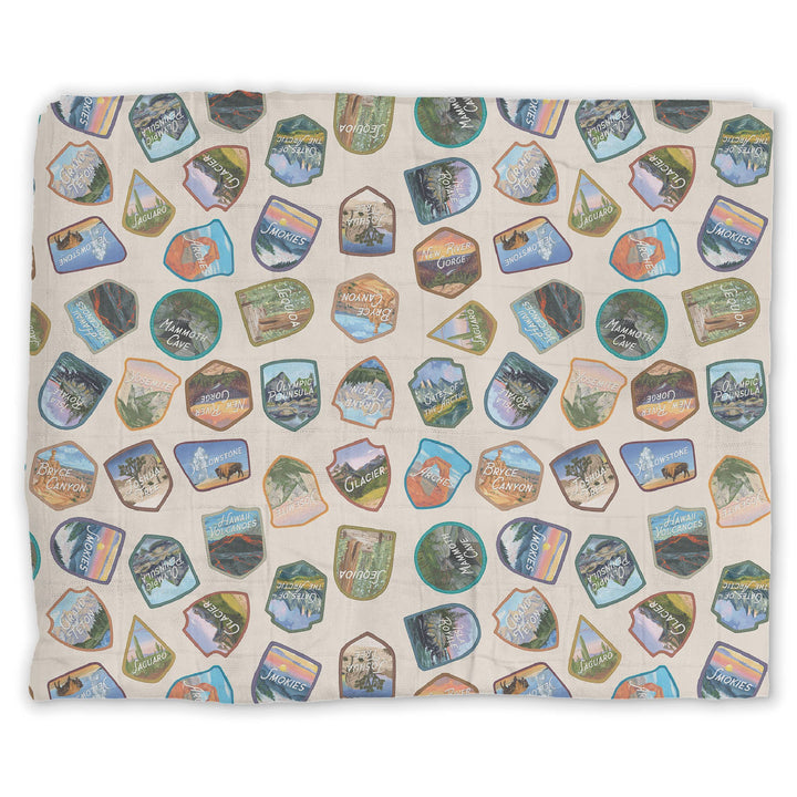 National Park Badges Muslin Baby Swaddle Blanket