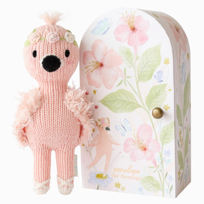 Handcrafted Cuddle + Kind Tiny Animals plush toys, a Flamingo stuffed animal perfect for play and comfort.