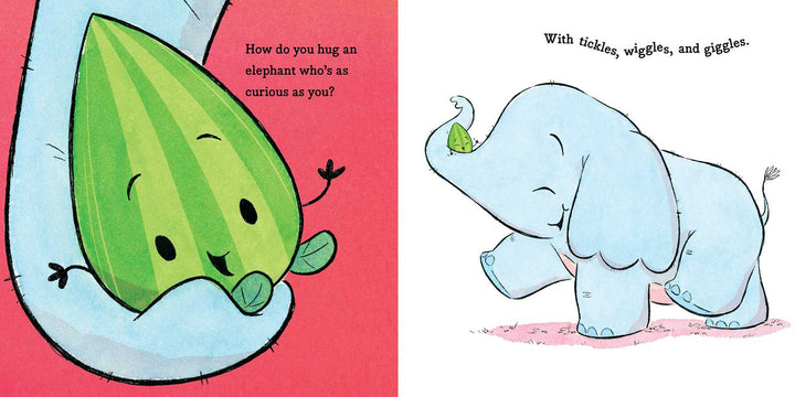 Sweet illustrated animal hug page from Little Seed children's book about love