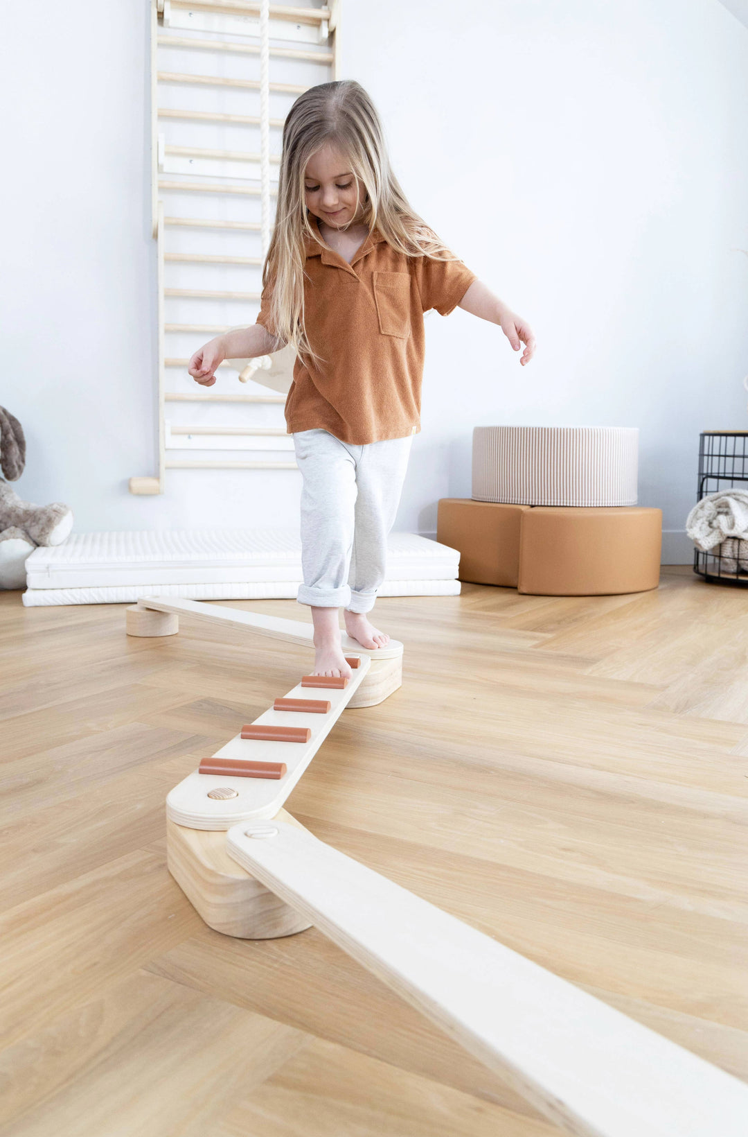 Boost motor skills using the Coco Village Wooden Balance Beams Set in Natural, a great choice for toddler toys.