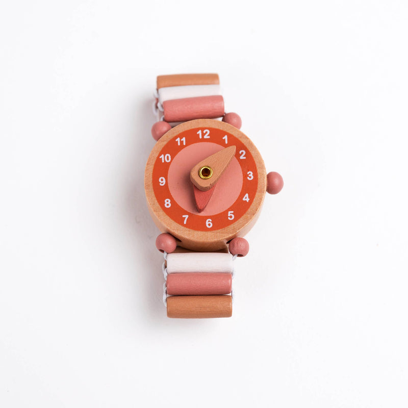 egmont toys wooden play pretend watch in pink and red