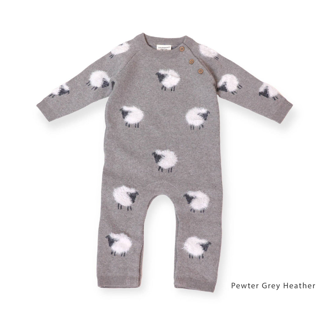 Viverano Organics Furry Sheep Baby Jumpsuit, soft and cozy organic baby clothes for little ones.