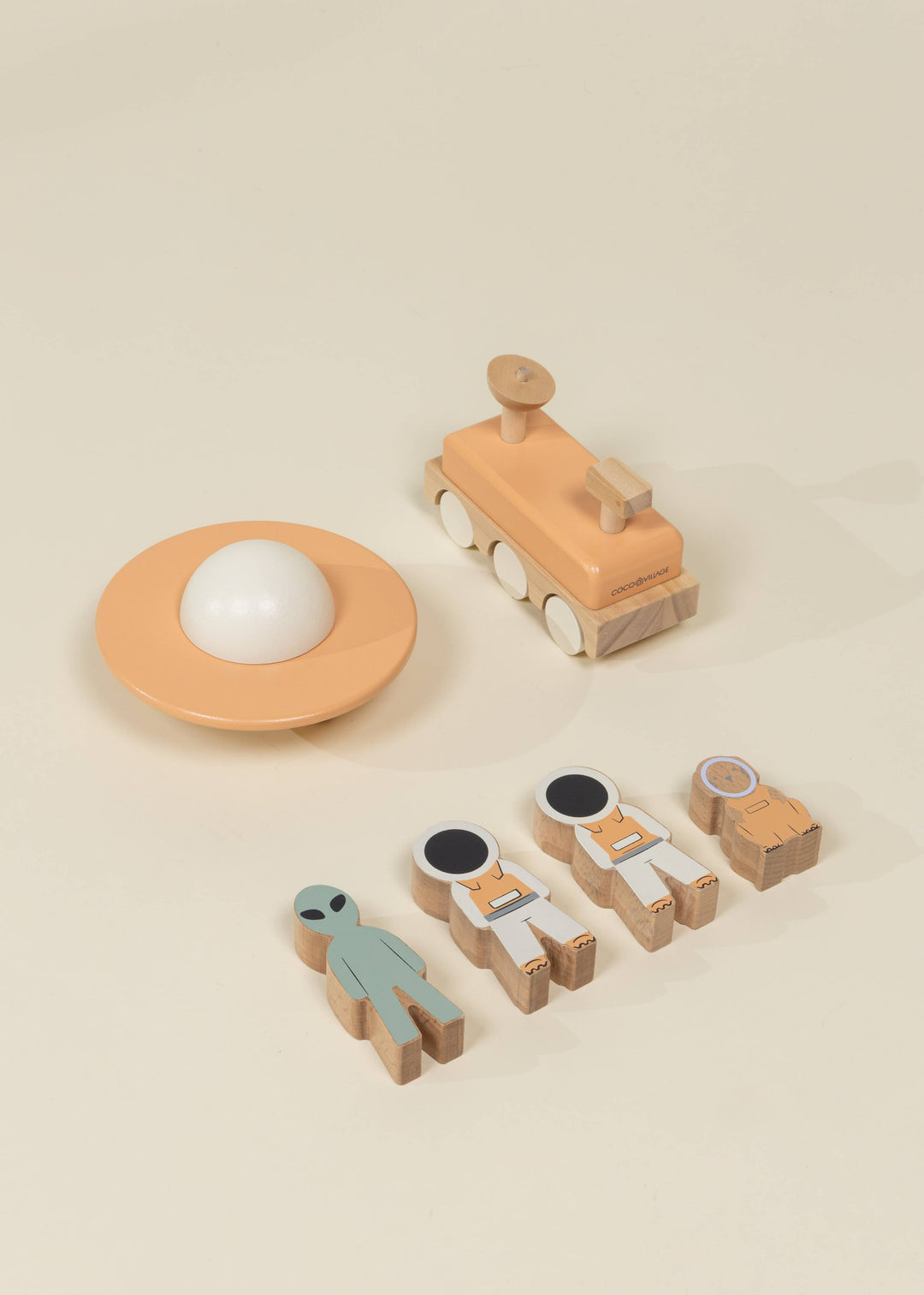 Space Station Playset accessories including a rover and astronaut figures from Coco Village