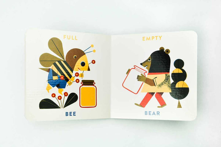 Bold illustrated page from Animal Opposites board book ideal for baby shower gift