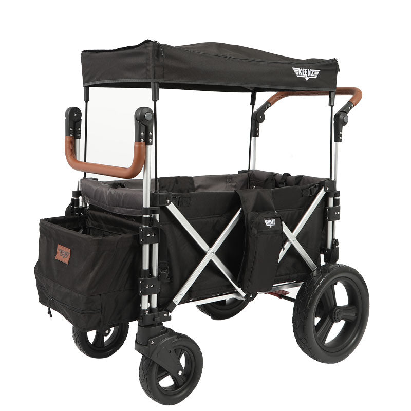 The Original Keenz 7S 2.0 Stroller Wagon with a canopy in black 