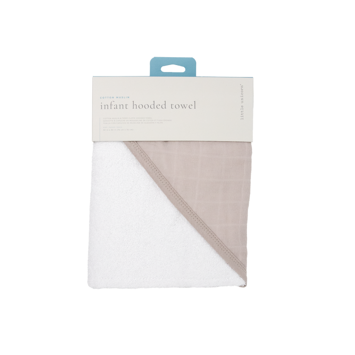 Soft baby towel with hood by Little Unicorn, Infant Hooded Towel - Porpoise, ideal for post-bath snuggles